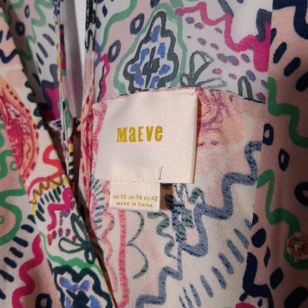 Anthropologie Maeve Dress Pink Siya Kimono Size 10 - Picture 13 of 16